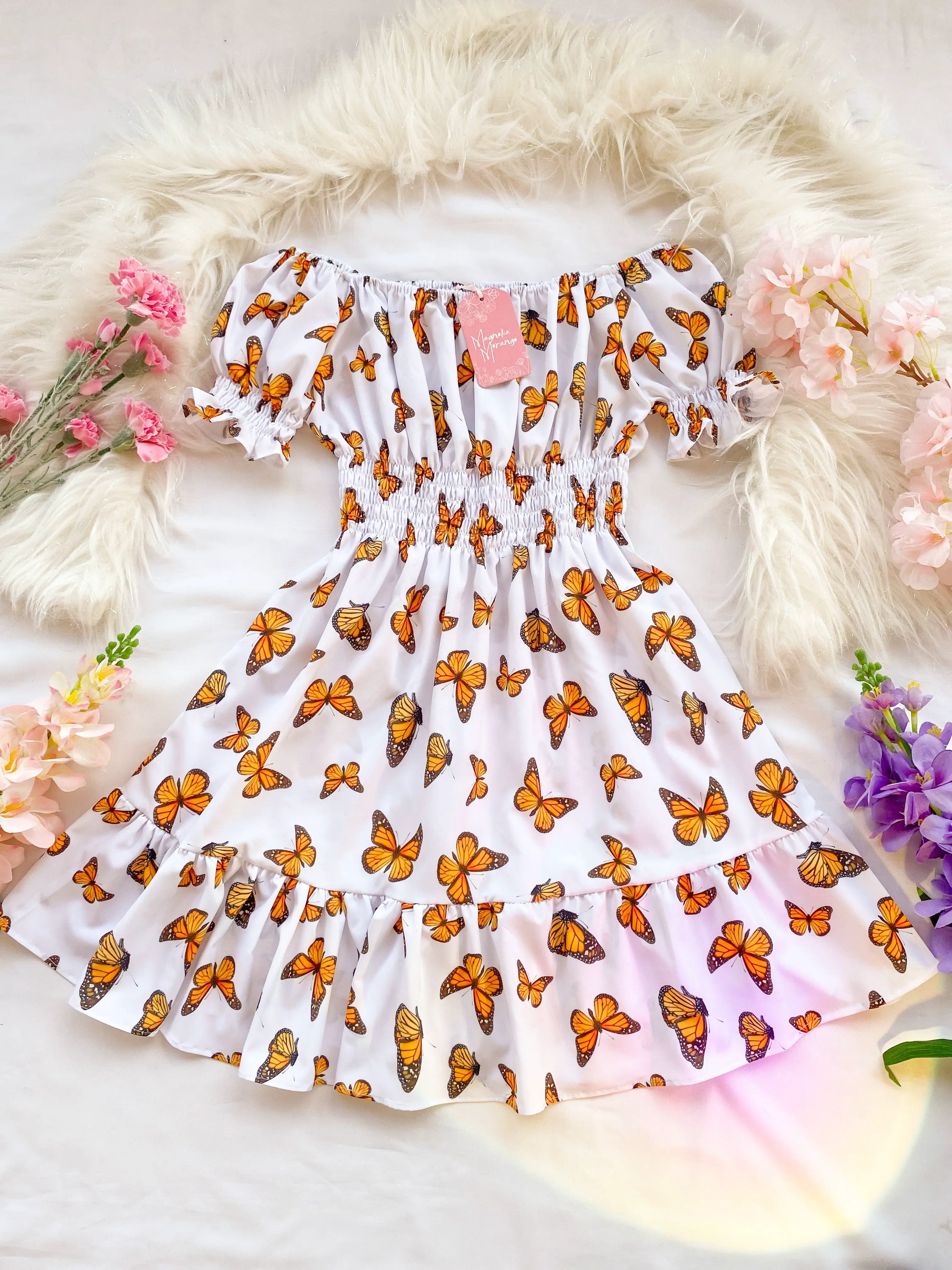 Vestido Polka Mariposa Monarca – Magnolia Morango