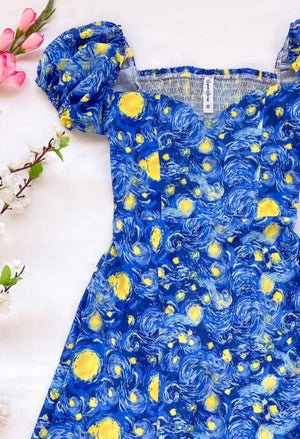 Vestido Hanny Midi Noche Estrellada para dama, 70cm — Magnolia Morango
