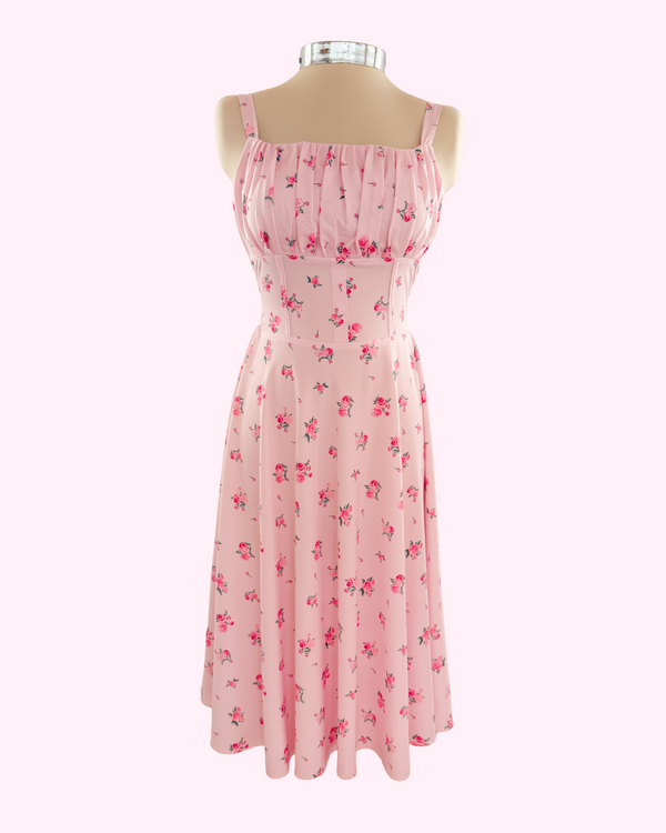 Vestido Midi Victoria Flor Rosada