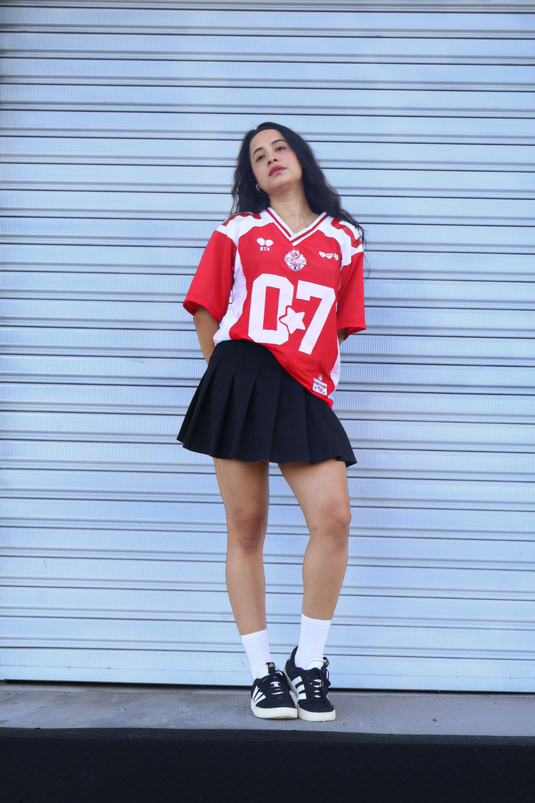 Camisa Kpop Romántica Baseball Roja