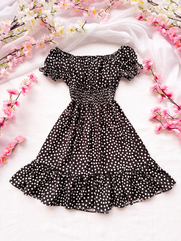 Vestido Polka Puntos Negro Clásico