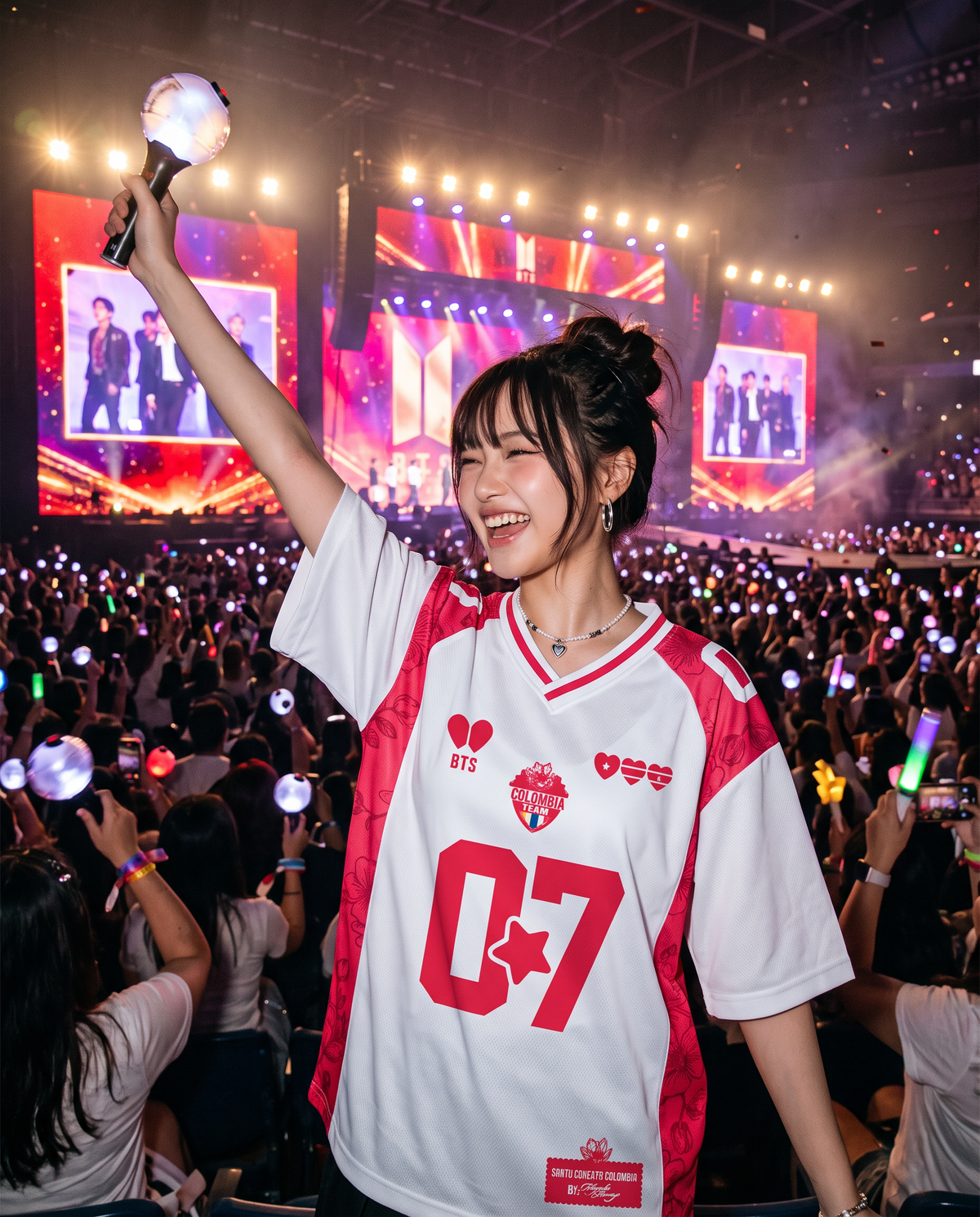 Camisa Kpop Romántica Baseball Blanca