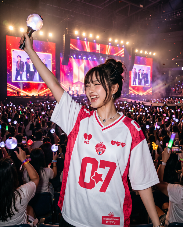 Camisa Kpop Romántica Baseball Blanca