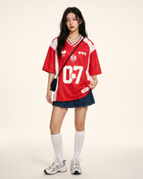 Camisa Kpop Romántica Baseball Roja