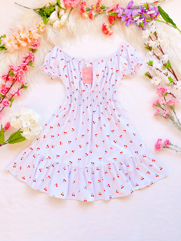 Vestido Polka Cereza Blanco