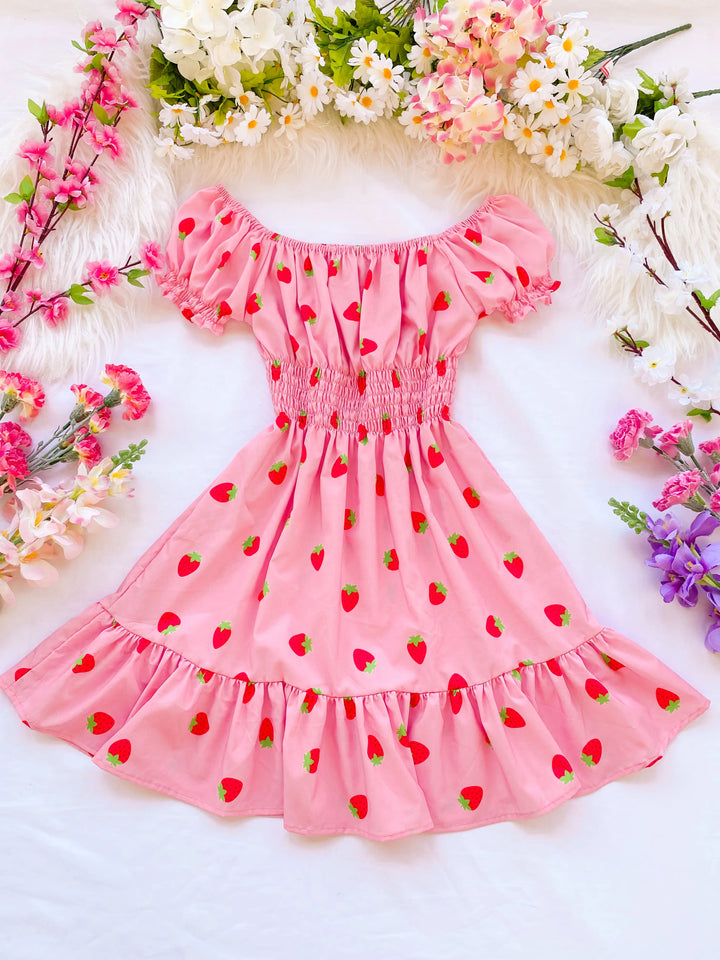 Vestido Polka Fresa Rosa