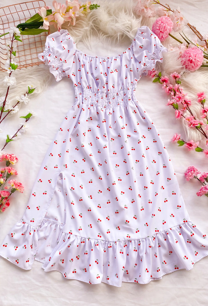 Vestido Polka Midi Cereza Blanco