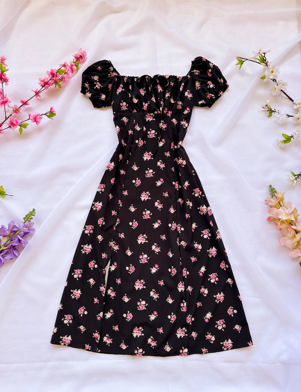 Vestido Magnolia Flor Victoria Negro