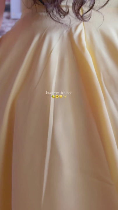 Vestido amarillo limón Magnolia Morango tallas XS a 2XL, silueta línea A favorecedor para fiesta y grado