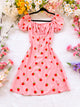 Vestido Magnolia Midi Fresa Rosa para dama — Magnolia Morango