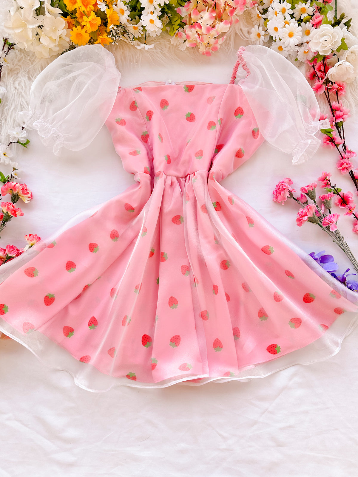 Vestido Penelope Fresa Rosado para dama — Magnolia Morango