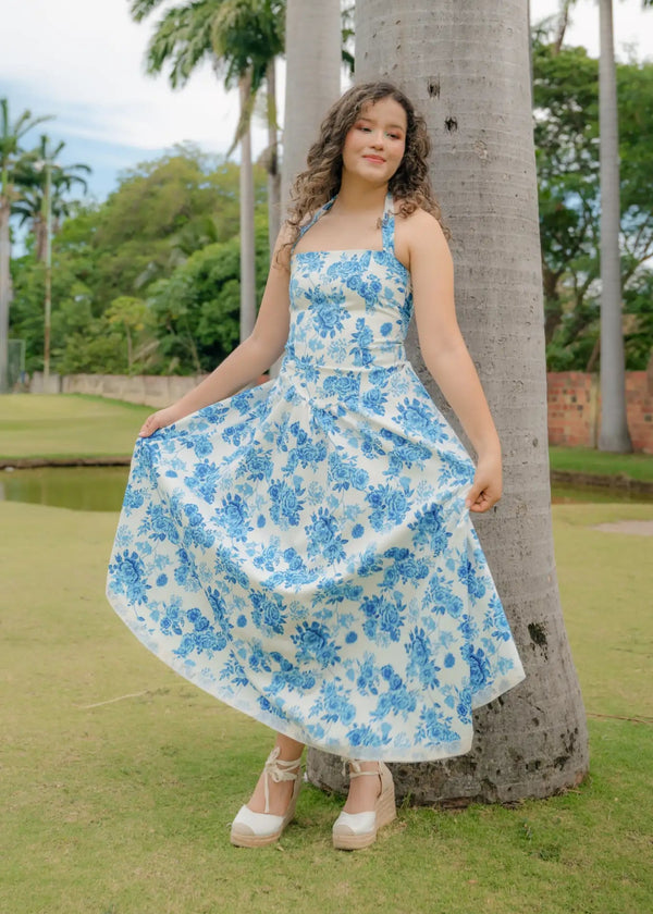 Vestido Julietta Maxi Azulejos Florales